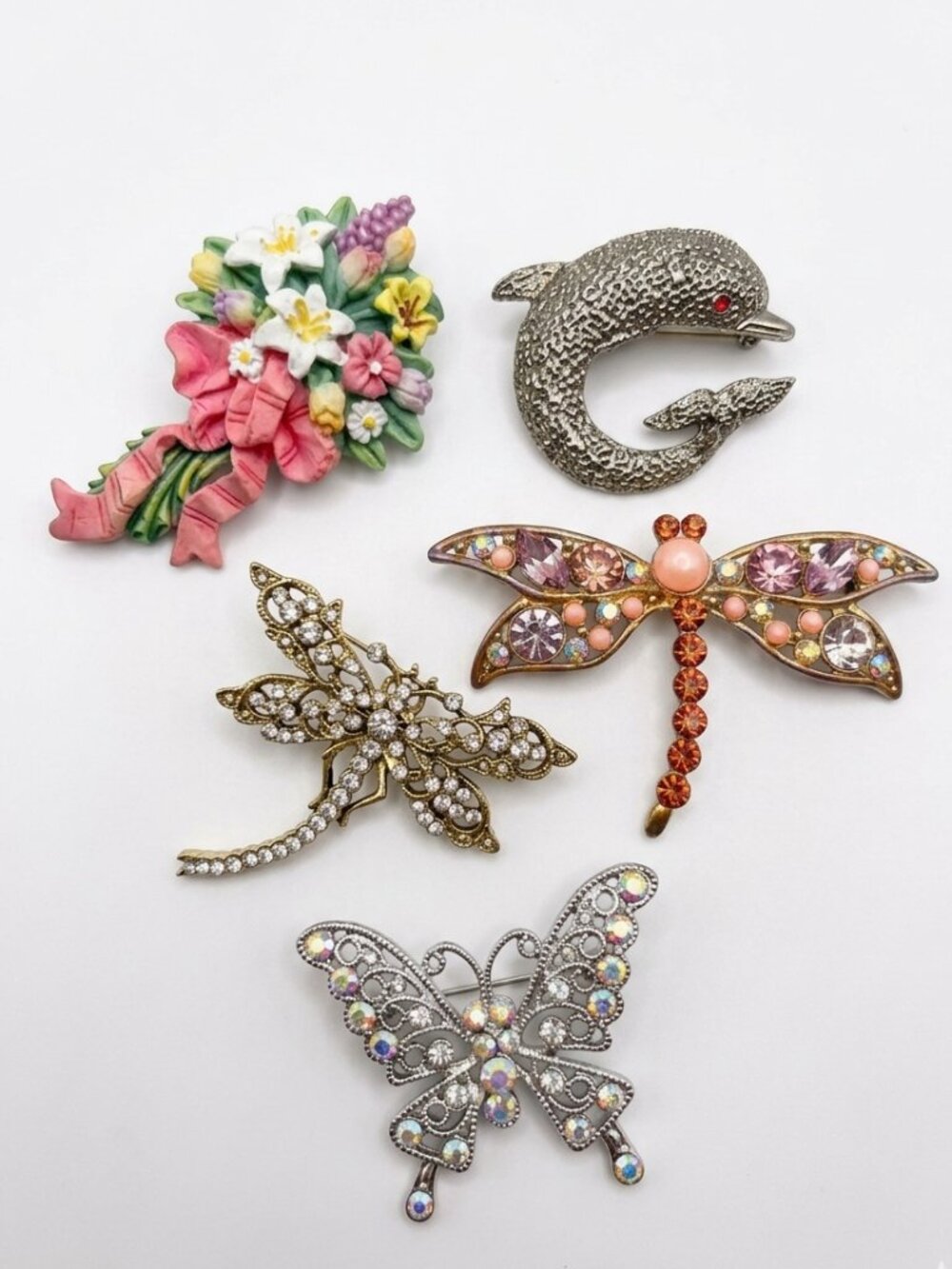 Vintage Dragonfly, Butterfly Brooch Bundle